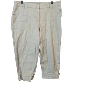 JMS Just My Size Capri Pants Womens 16W Beige Casual Button Hem Plus